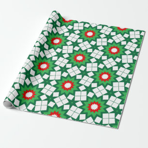 Papier Cadeau Étoiles de Noël Vert futuriste