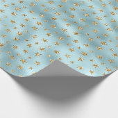 Papier Cadeau Étoiles de Parties scintillant d'or Aqua Mint (Coin)