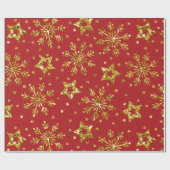 Papier Cadeau Etoiles de Parties scintillant d'or et flocons de (Plat)