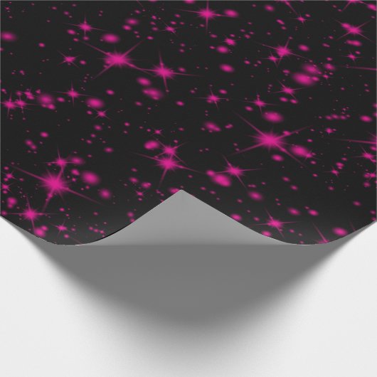 Papier Cadeau Étoiles de Parties scintillant étincelantes noir e (Coin)