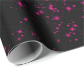 Papier Cadeau Étoiles de Parties scintillant étincelantes noir e (Coin rond)