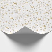 Papier Cadeau étoiles de parties scintillant or, blanc et or (Coin)