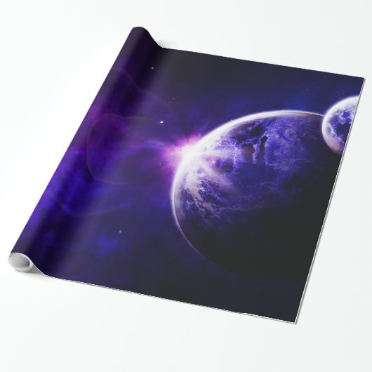 Papier Cadeau Étoiles de planètes de galaxie de l'espace dans (Déroulé)