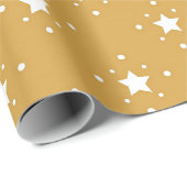 Papier Cadeau Étoiles décoratives sur fond doré (Coin rond)