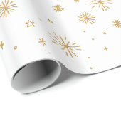 Papier Cadeau étoiles dessinées à la main et flocons de neige. B (Coin rond)