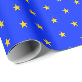 Papier Cadeau Étoiles d'excellence en or et bleu