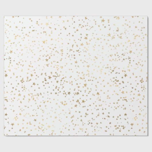 Papier Cadeau Étoiles d'or blanches (Plat)