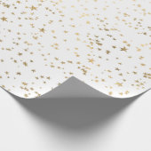 Papier Cadeau Étoiles d'or blanches (Coin)