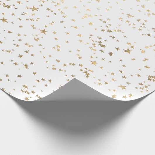 Papier Cadeau Étoiles d'or blanches (Coin)