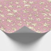 Papier Cadeau Étoiles d'or brillant Lune rose pastel Sky Black (Coin)