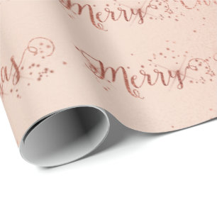 Papier Cadeau Étoiles d'or de rose de rose en pastel de