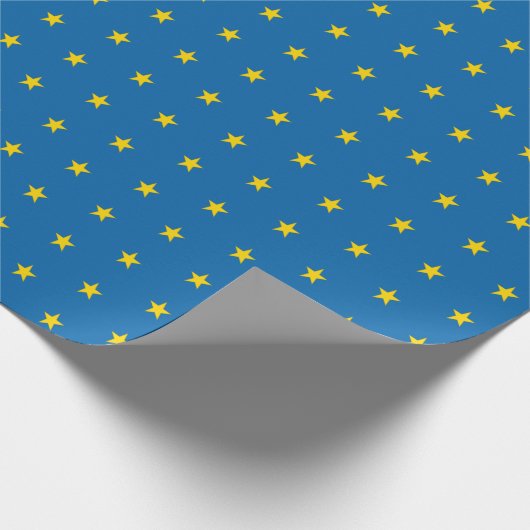 Papier Cadeau Etoiles d'or d'excellence sur bleu, Motif simple (Coin)