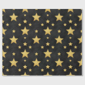 Papier Cadeau étoiles d'or en noir par Natasha Us (Plat)