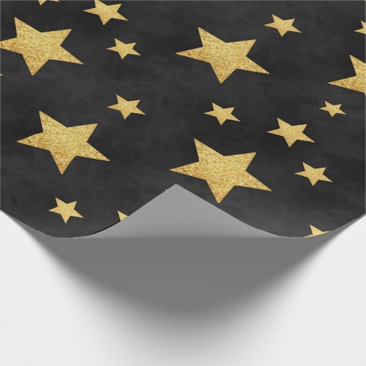 Papier Cadeau étoiles d'or en noir par Natasha Us (Coin)