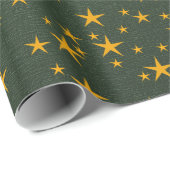 Papier Cadeau étoiles d'or en vert (Coin rond)