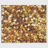 Papier Cadeau Étoiles D'Or Et Brown (Plat)