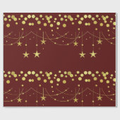 Papier Cadeau Étoiles d'or et cercles à motifs (Plat)