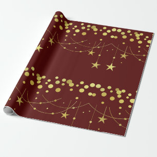 Papier Cadeau Étoiles d'or et cercles à motifs