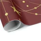 Papier Cadeau Étoiles d'or et cercles à motifs (Coin rond)