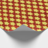 Papier Cadeau Etoiles d'or et Parties scintillant rouges (Coin)