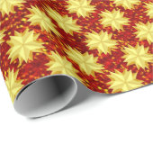 Papier Cadeau Etoiles d'or et Parties scintillant rouges (Coin rond)