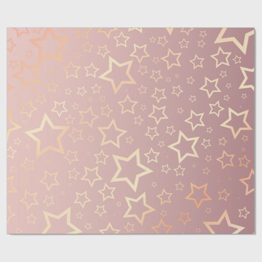 Papier Cadeau étoiles d'or opulentes sur motif rose (Plat)
