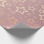 Papier Cadeau étoiles d'or opulentes sur motif rose (Coin)