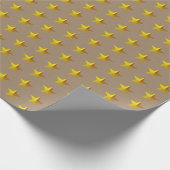 Papier Cadeau Étoiles d'or rustiques Kraft (Coin)