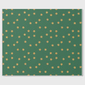 Papier Cadeau Étoiles D'Or Sur Vert (Plat)