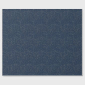 Papier Cadeau Étoiles dorées bleu profond (Plat)