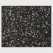 Papier Cadeau Étoiles dorées et points sur fond noir (Plat)