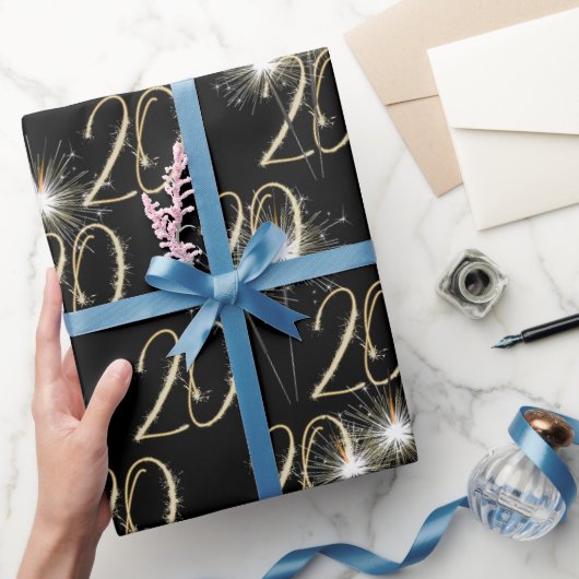 Papier Cadeau Étoiles dorées pour 20e anniversaire (Cadeaux)