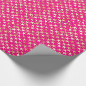 Papier Cadeau Étoiles dorées sur fond rose fuchsia (Coin)