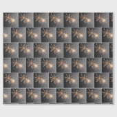 Papier Cadeau Étoiles dorées sur gris (Plat)