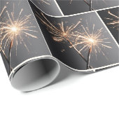 Papier Cadeau Étoiles dorées sur gris (Coin rond)