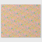 Papier Cadeau étoiles en chute rose stylisée strass bleu motif (Plat)