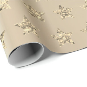 Papier Cadeau Étoiles enes ivoire plus rusées métalliques des