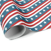 Papier Cadeau Étoiles et lignes Rouge Blanc Bleu Minimal Motif (Coin rond)