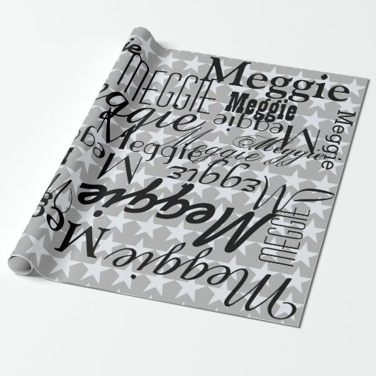 Papier Cadeau Étoiles et noms personnalisés (Déroulé)