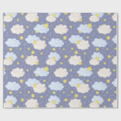 Papier Cadeau Étoiles et nuages célestes bleus (Plat)