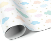 Papier Cadeau Étoiles et nuages Pastel (Coin rond)