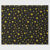 Papier Cadeau Étoiles et points de Parties scintillant d'or (Plat)