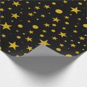 Papier Cadeau Étoiles et points de Parties scintillant d'or (Coin)