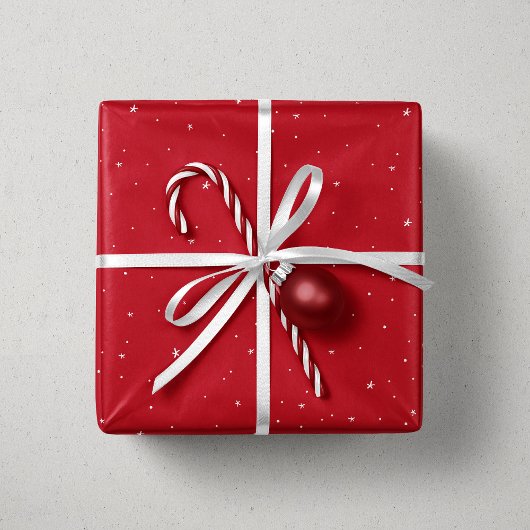 Papier Cadeau Étoiles et points rouge blanc mignon plaisir Noël