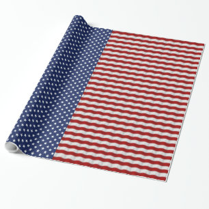 Papier Cadeau Étoiles et rayures Rouge blanc et bleu patriotique