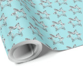 Papier Cadeau Etoiles gris argenté bleu clair Turquoise Noël (Coin rond)