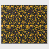 Papier Cadeau Étoiles Jaune Doré Conception Pailletée (Plat)