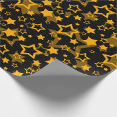 Papier Cadeau Étoiles Jaune Doré Conception Pailletée  (Coin)