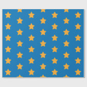 Papier Cadeau Etoiles Jaunes Motif géométrique bleu étoile (Plat)