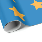 Papier Cadeau Etoiles Jaunes Motif géométrique bleu étoile (Coin rond)
